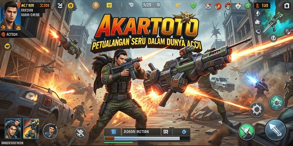Tampilan antarmuka action AKARTOTO yang mendebarkan dan dinamis.
