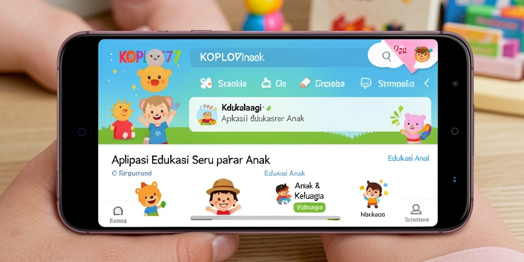 Antarmuka KOPLO77 yang ceria dan edukatif untuk anak-anak.
