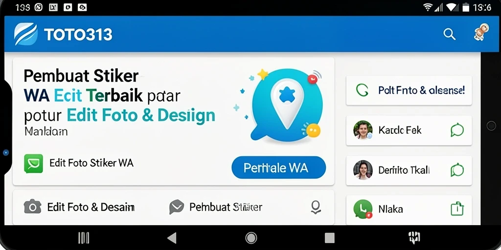 Screenshot aplikasi TOTO313 menampilkan antarmuka pembuat stiker yang intuitif dan menarik.