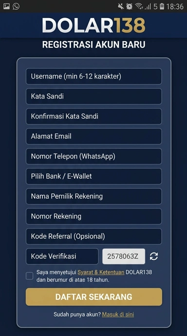 Panduan Registrasi Akun Baru di dolar138